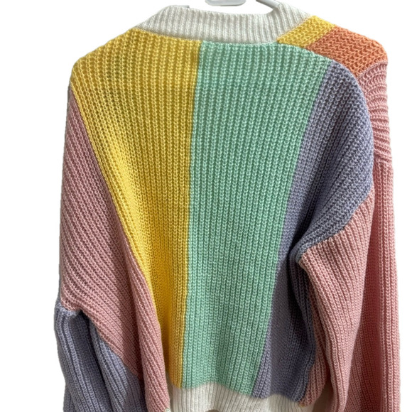 Womens S Long Sleeve Cardigan Colorblock Drop Shoulder Cardigan Sweater Outwear - Picture 11 of 11